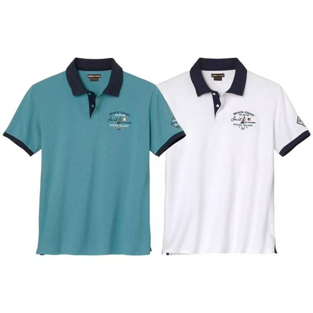 Atlas For Men Mens Pique Polo Shirt (Pack of 2) / Blue/White